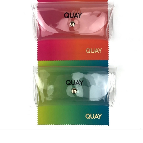 QUAY After Hours Bevel Sunglasses Zebra Stripe Frame Smoke Lenses Luxe Line - Picture 2 of 3